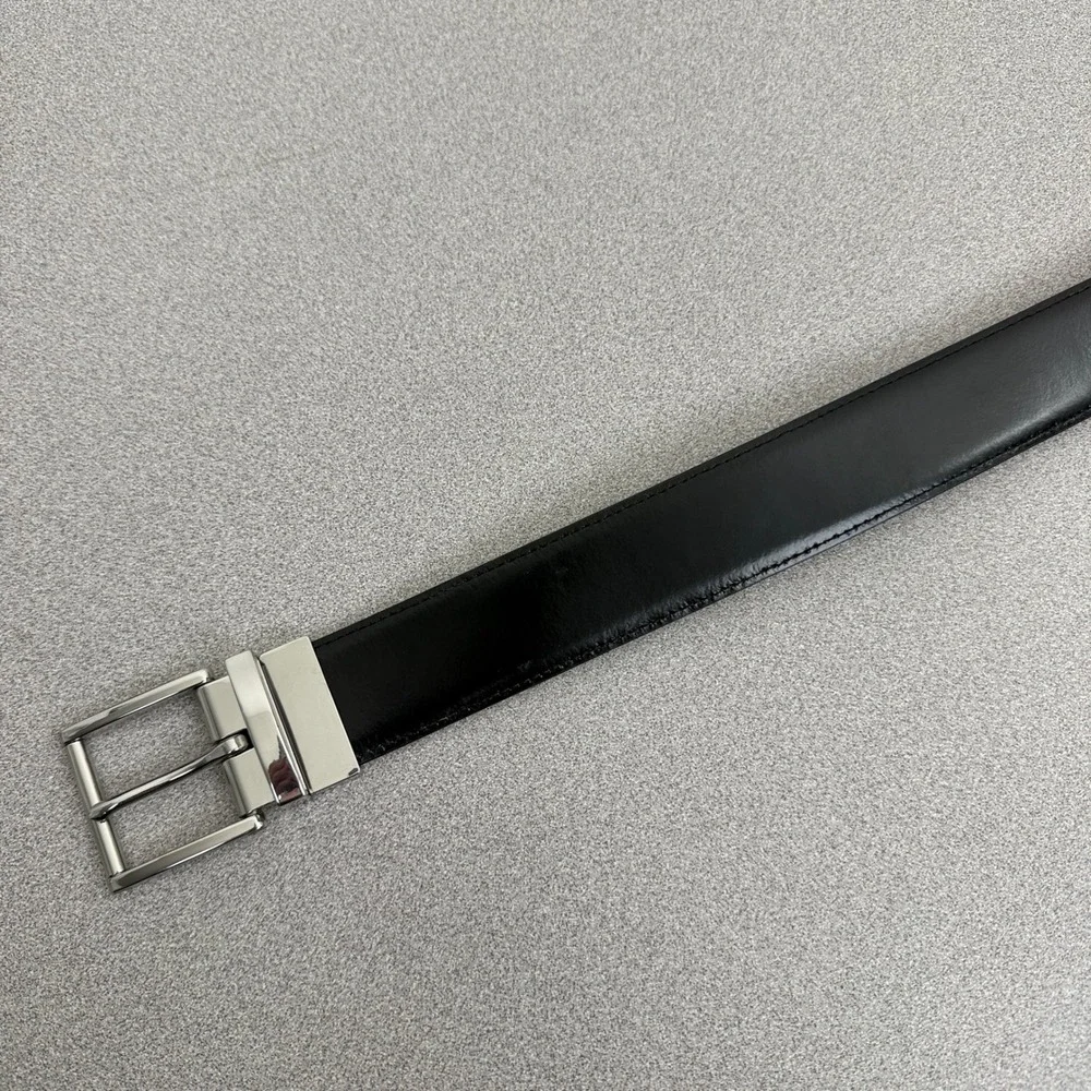 Cole Haan Belt Mens 38 Black Reversible Leather Swivel Buckle CHRM 31150
